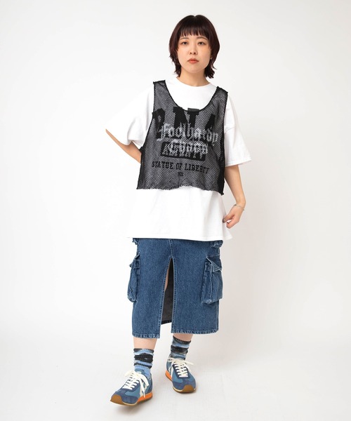 RNA（アールエヌエー）の「G1108 Wカーゴルーズタイトスカート（デニムスカート・レディース・ブラック/インディゴブルー・MEDIUM）」の18枚目の写真