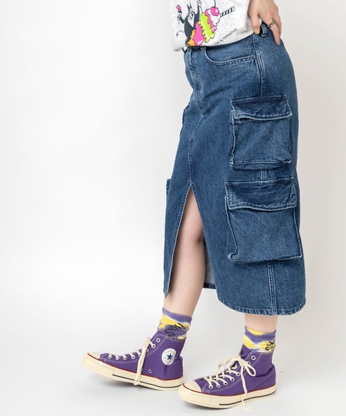 RNA（アールエヌエー）の「G1108 Wカーゴルーズタイトスカート（デニムスカート・レディース・ブラック/インディゴブルー・MEDIUM）」の12枚目の写真