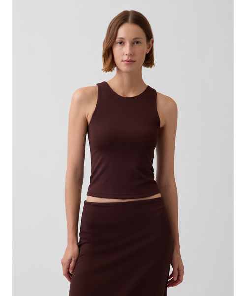 GAP(ギャップ)の「クロップド ホルタータンクトップ(タンクトップ・レディース・ブラウン/ブラック・XXS/XL/L/M/S/XS)」の2枚目の写真