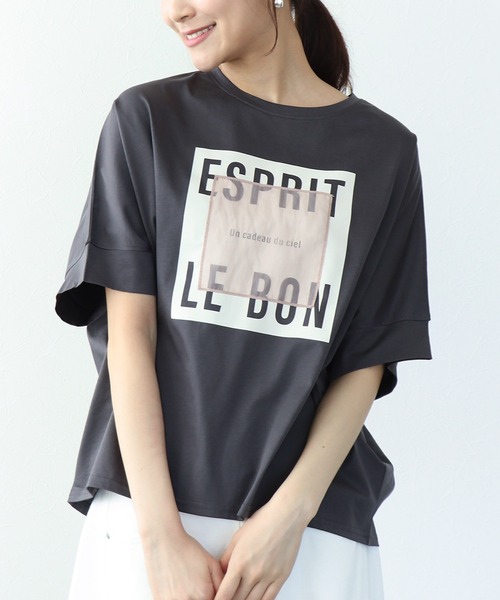 Jines(ジネス)の「オーガンジーロゴTシャツ(Tシャツ/カットソー・レディース・チャコールグレー/ホワイト・38)」の22枚目の写真