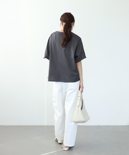 Jines(ジネス)の「オーガンジーロゴTシャツ(Tシャツ/カットソー・レディース・チャコールグレー/ホワイト・38)」の19枚目の写真