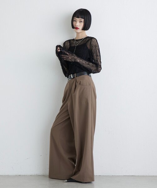 Lui's（ルイス）の「タックポケットワイドパンツ（スラックス・レディース・ブラック/グレー/ブラウン・38/36）」の10枚目の写真