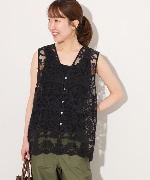 JOURNAL STANDARD relume（ジャーナルスタンダード　レリューム）の「［26SS新作］スカラレースベスト（ベスト・レディース・ブラック/アイボリー・FREE）」の6枚目の写真