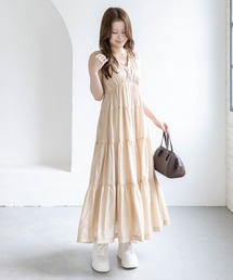 CLEAR BASIC（クリアベーシック）の「Vネックノースリーブティアードワンピース［骨格ウェーブ/軽やか/大人カジュアル］（ワンピース）」