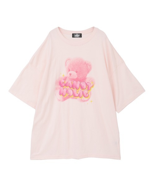 Candy Stripper(キャンディストリッパー)の「CANDY HOLIC BIG BIG Tシャツ(Tシャツ/カットソー・レディース・チャコール/ピンク/ライトブルー/オフホワイト・FREE)」の4枚目の写真