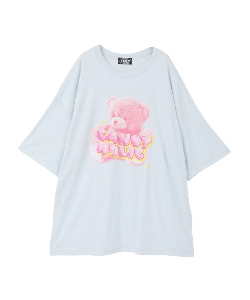 Candy Stripper(キャンディストリッパー)の「CANDY HOLIC BIG BIG Tシャツ(Tシャツ/カットソー・レディース・チャコール/ピンク/ライトブルー/オフホワイト・FREE)」の3枚目の写真