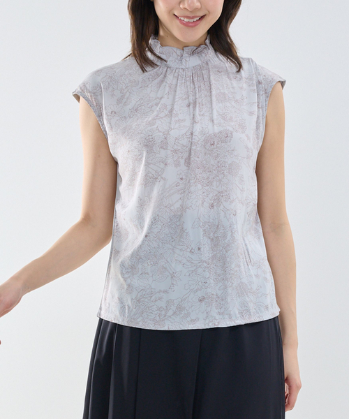 NARACAMICIE（ナラカミーチェ）の「【NARACAMICIE】ラインフラワープリントコンビハイネックトップス（Tシャツ/カットソー・レディース・ピンク/グレー/ネイビー・M）」の4枚目の写真