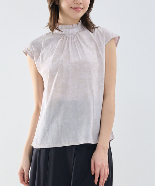 NARACAMICIE（ナラカミーチェ）の「【NARACAMICIE】ラインフラワープリントコンビハイネックトップス（Tシャツ/カットソー・レディース・ピンク/グレー/ネイビー・M）」の5枚目の写真