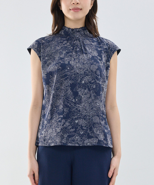 NARACAMICIE（ナラカミーチェ）の「【NARACAMICIE】ラインフラワープリントコンビハイネックトップス（Tシャツ/カットソー・レディース・ピンク/グレー/ネイビー・M）」の7枚目の写真