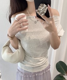 2WAYオフショルダー ドレープフィットトップス