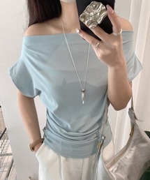 2WAYオフショルダー ドレープフィットトップス