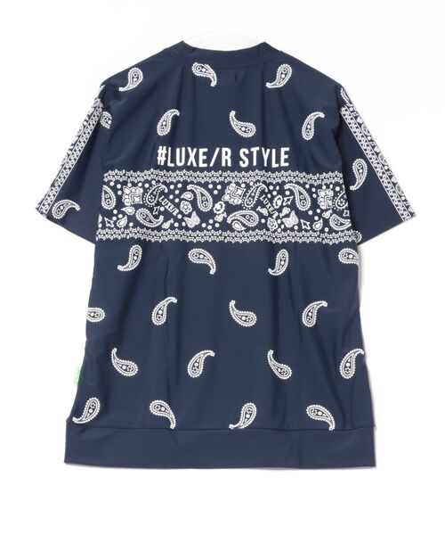 LUXE/R GOLF(ラグジュ ゴルフ)の「(RM)【LUXE/R GOLF】ストレッチ スムース 総柄 ハイネック Tシャツ(Tシャツ/カットソー・メンズ・ネイビー/チャコールグレー/ブラック/ホワイト・X-LARGE/LARGE/MEDIUM)」の5枚目の写真