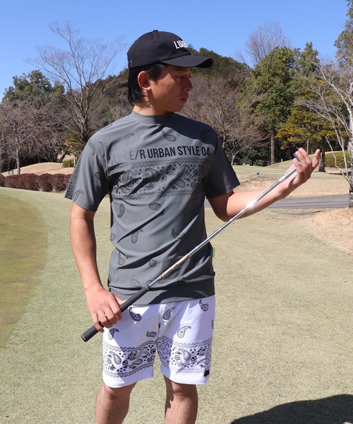 LUXE/R GOLF(ラグジュ ゴルフ)の「(RM)【LUXE/R GOLF】ストレッチ スムース 総柄 ハイネック Tシャツ(Tシャツ/カットソー・メンズ・ネイビー/チャコールグレー/ブラック/ホワイト・X-LARGE/LARGE/MEDIUM)」の1枚目の写真