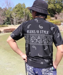 (RM)【LUXE/R GOLF】ストレッチ スムース 総柄 ハイネック Tシャツ