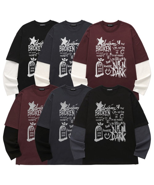 VANNWORKS（バンワークス）の「レイヤード BROKEN STAR ロングスリーブ (VVLL0220) チャコール/ブラック（Tシャツ/カットソー・メンズ・その他・SMALL/MEDIUM/LARGE/X-LARGE）」の4枚目の写真