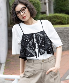 セール】レースドッキングTEE（Tシャツ/カットソー）｜DouDou