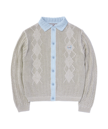 COTTE（コッテ）の「アーガイルクロシェサマー ニットカーディガン（スカイブルー）（カーディガン/ボレロ）」
