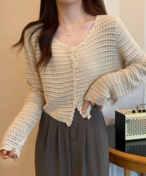 Beststore(ベストストア)の「涼やかフェミニン 透かし編みクロップドカーディガン トップス サマーニット(カーディガン/ボレロ・レディース・ブラック/ライトベージュ/ライトピンク/ライトブルー/ブラウン/ホワイト・FREE)」の18枚目の写真