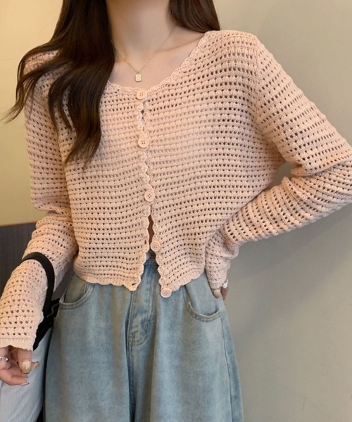 Beststore(ベストストア)の「涼やかフェミニン 透かし編みクロップドカーディガン トップス サマーニット(カーディガン/ボレロ・レディース・ブラック/ライトベージュ/ライトピンク/ライトブルー/ブラウン/ホワイト・FREE)」の19枚目の写真
