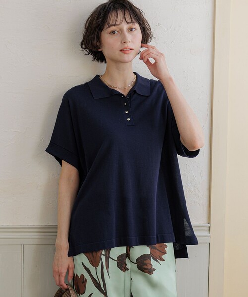 23区 S(ニジュウサンクチイサイサイズ)の「リラクシー ポロニット(ニット/セーター・レディース・ダークブラウン系/ネイビー系/モスグリーン系/ベージュ系・32)」の4枚目の写真