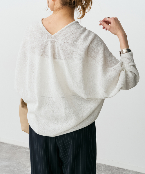 Spick & Span(スピックアンドスパン)の「ペーパーヤーンコクーンシルエットプルオーバー(ニット/セーター・レディース・ブラウン/ホワイト/ベージュ/サックスブルー・FREE)」の2枚目の写真