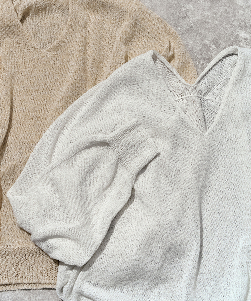 Spick & Span(スピックアンドスパン)の「ペーパーヤーンコクーンシルエットプルオーバー(ニット/セーター・レディース・ブラウン/ホワイト/ベージュ/サックスブルー・FREE)」の5枚目の写真