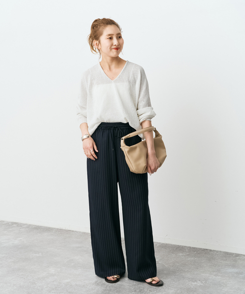 Spick & Span(スピックアンドスパン)の「ペーパーヤーンコクーンシルエットプルオーバー(ニット/セーター・レディース・ブラウン/ホワイト/ベージュ/サックスブルー・FREE)」の6枚目の写真