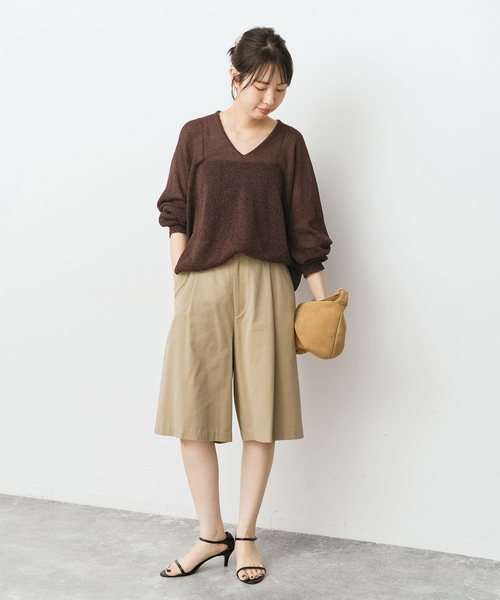 Spick & Span(スピックアンドスパン)の「ペーパーヤーンコクーンシルエットプルオーバー(ニット/セーター・レディース・ブラウン/ホワイト/ベージュ/サックスブルー・FREE)」の7枚目の写真
