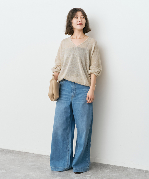 Spick & Span(スピックアンドスパン)の「ペーパーヤーンコクーンシルエットプルオーバー(ニット/セーター・レディース・ブラウン/ホワイト/ベージュ/サックスブルー・FREE)」の8枚目の写真