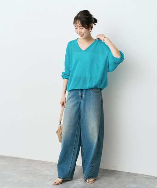 Spick & Span(スピックアンドスパン)の「ペーパーヤーンコクーンシルエットプルオーバー(ニット/セーター・レディース・ブラウン/ホワイト/ベージュ/サックスブルー・FREE)」の9枚目の写真