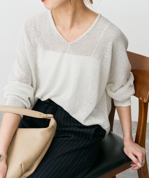 Spick & Span(スピックアンドスパン)の「ペーパーヤーンコクーンシルエットプルオーバー(ニット/セーター・レディース・ブラウン/ホワイト/ベージュ/サックスブルー・FREE)」の10枚目の写真