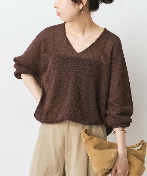 Spick & Span(スピックアンドスパン)の「ペーパーヤーンコクーンシルエットプルオーバー(ニット/セーター・レディース・ブラウン/ホワイト/ベージュ/サックスブルー・FREE)」の16枚目の写真