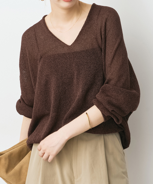 Spick & Span(スピックアンドスパン)の「ペーパーヤーンコクーンシルエットプルオーバー(ニット/セーター・レディース・ブラウン/ホワイト/ベージュ/サックスブルー・FREE)」の17枚目の写真