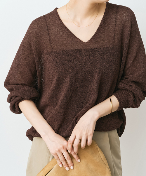 Spick & Span(スピックアンドスパン)の「ペーパーヤーンコクーンシルエットプルオーバー(ニット/セーター・レディース・ブラウン/ホワイト/ベージュ/サックスブルー・FREE)」の18枚目の写真