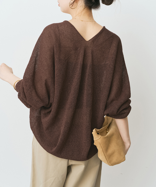 Spick & Span(スピックアンドスパン)の「ペーパーヤーンコクーンシルエットプルオーバー(ニット/セーター・レディース・ブラウン/ホワイト/ベージュ/サックスブルー・FREE)」の21枚目の写真