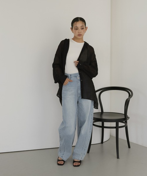hellam(へラム)の「シアーワッシャーフーディーシャツ(シャツ/ブラウス・レディース・ブルー/ブラック/ホワイト/イエロー・FREE)」の15枚目の写真