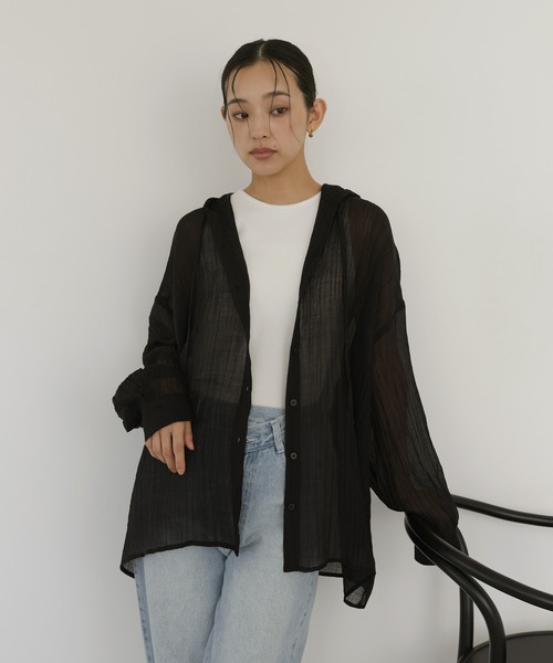 hellam(へラム)の「シアーワッシャーフーディーシャツ(シャツ/ブラウス・レディース・ブルー/ブラック/ホワイト/イエロー・FREE)」の17枚目の写真