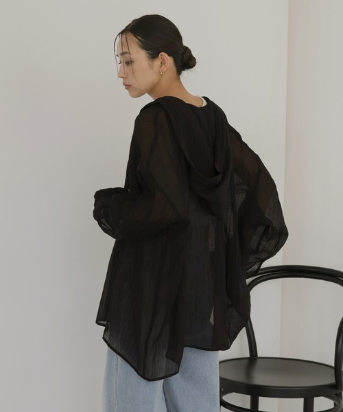 hellam(へラム)の「シアーワッシャーフーディーシャツ(シャツ/ブラウス・レディース・ブルー/ブラック/ホワイト/イエロー・FREE)」の19枚目の写真