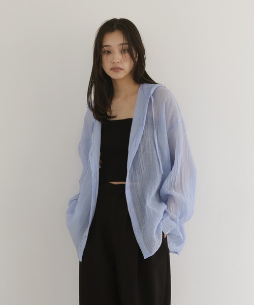 hellam(へラム)の「シアーワッシャーフーディーシャツ(シャツ/ブラウス・レディース・ブルー/ブラック/ホワイト/イエロー・FREE)」の20枚目の写真