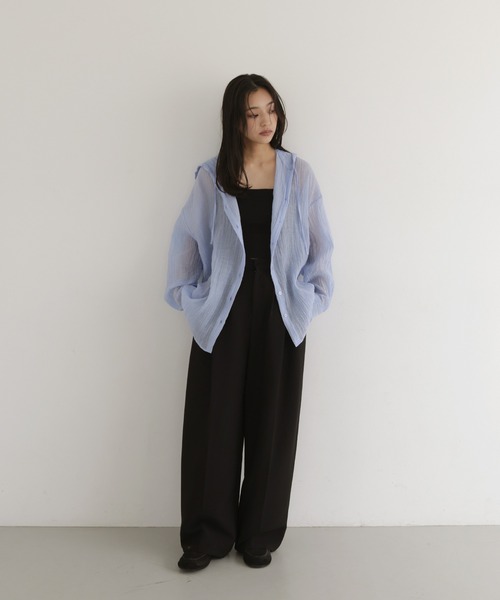 hellam(へラム)の「シアーワッシャーフーディーシャツ(シャツ/ブラウス・レディース・ブルー/ブラック/ホワイト/イエロー・FREE)」の21枚目の写真