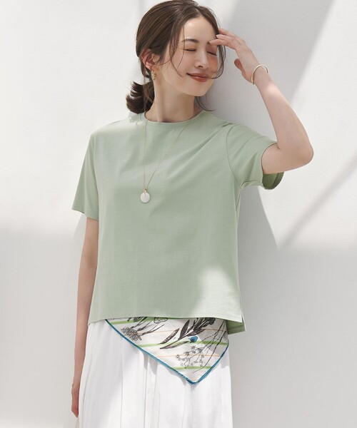23区 L(ニジュウサンクオオキイサイズ)の「ハイエンド クルーネック Tシャツ(Tシャツ/カットソー・レディース・ベージュ系/ピンク系/ホワイト系/ブラック系/ライトグリーン系/ダークブラウン系・44/46)」の5枚目の写真