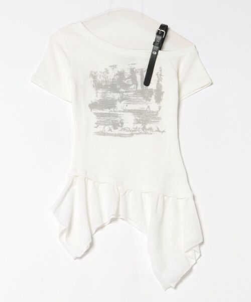 dispark(ディスパーク)の「DISPARK/ショルダーSSベルトイレヘムトップ(Tシャツ/カットソー・レディース・ホワイト/ブラック・FREE)」の7枚目の写真