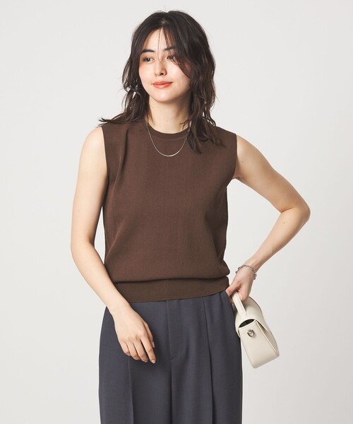 green label relaxing(グリーンレーベルリラクシング)の「ブライトシアー ノースリーブ ニット(ニット/セーター・レディース・オフホワイト/コバルトブルー/ダークブラウン・FREE)」の3枚目の写真