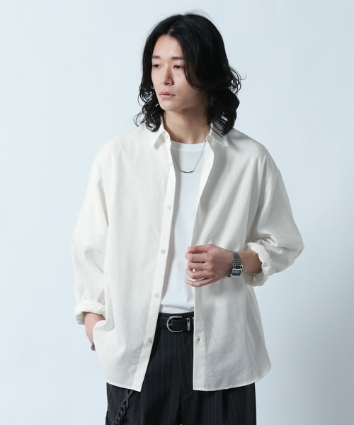 RAGEBLUE(レイジブルー)の「Linen Blend Regular Collar Shirt / リネン混レギュラーカラーシャツ(シャツ/ブラウス・メンズ・ブラック/ダークグレー/その他5・MEDIUM/LARGE)」の3枚目の写真