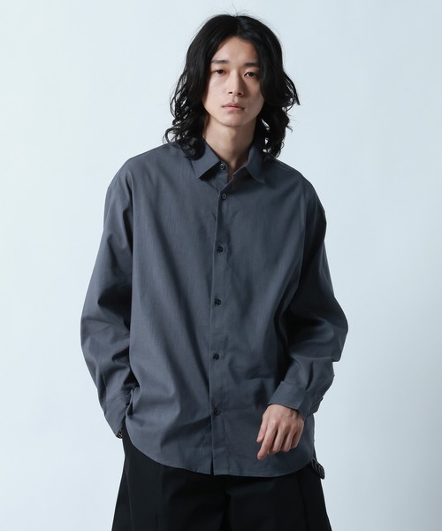 RAGEBLUE(レイジブルー)の「Linen Blend Regular Collar Shirt / リネン混レギュラーカラーシャツ(シャツ/ブラウス・メンズ・ブラック/ダークグレー/その他5・MEDIUM/LARGE)」の2枚目の写真