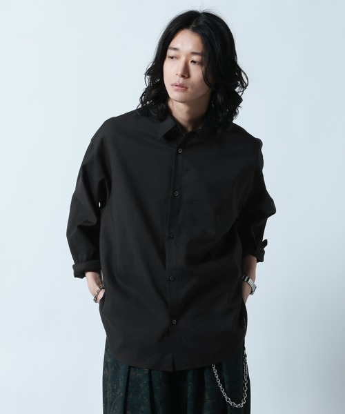 RAGEBLUE(レイジブルー)の「Linen Blend Regular Collar Shirt / リネン混レギュラーカラーシャツ(シャツ/ブラウス・メンズ・ブラック/ダークグレー/その他5・MEDIUM/LARGE)」の1枚目の写真