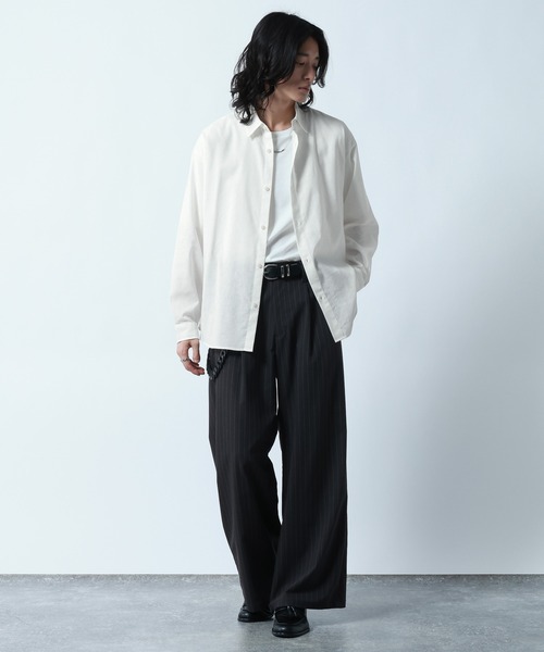RAGEBLUE(レイジブルー)の「Linen Blend Regular Collar Shirt / リネン混レギュラーカラーシャツ(シャツ/ブラウス・メンズ・ブラック/ダークグレー/その他5・MEDIUM/LARGE)」の5枚目の写真