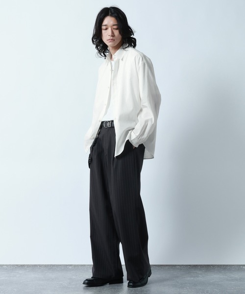 RAGEBLUE(レイジブルー)の「Linen Blend Regular Collar Shirt / リネン混レギュラーカラーシャツ(シャツ/ブラウス・メンズ・ブラック/ダークグレー/その他5・MEDIUM/LARGE)」の6枚目の写真