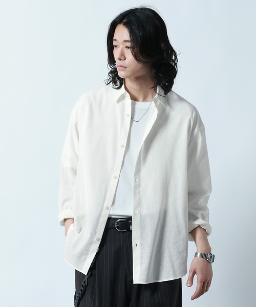 RAGEBLUE(レイジブルー)の「Linen Blend Regular Collar Shirt / リネン混レギュラーカラーシャツ(シャツ/ブラウス・メンズ・ブラック/ダークグレー/その他5・MEDIUM/LARGE)」の8枚目の写真