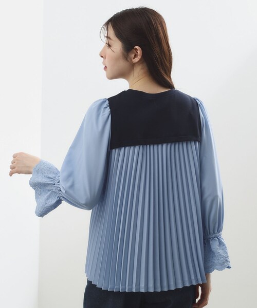 grove(グローブ)の「【洗える・体型カバー】袖口レース・バックプリーツトップス(Tシャツ/カットソー・レディース・ブラック系4/ネイビー系4・02/03/04/05/01)」の7枚目の写真
